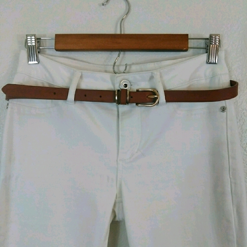 Maurices White Jeans Skinny Jeans Cotton Jegging Neutral Pants & Brown Belt - Picture 7 of 10